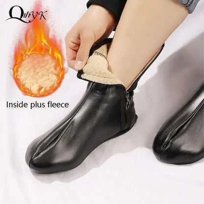 Unisex Winter Warm Leather Thermal Boat Slipper