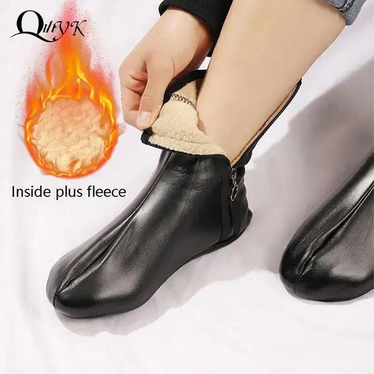 Unisex Winter Warm Leather Thermal Boat Slipper