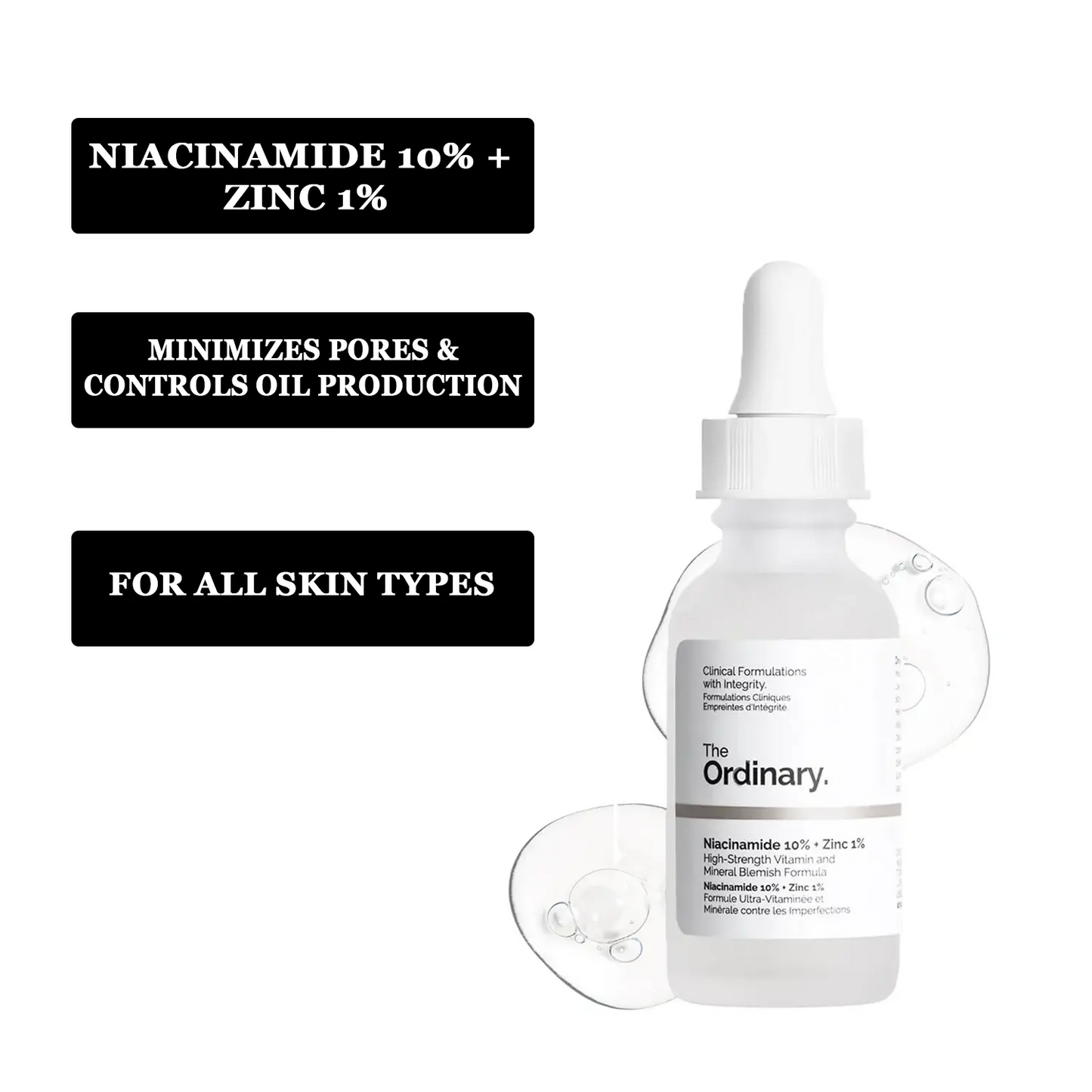 The Ordinary Niacinamide 10% + Zinc 1 % - 30ml |Oil Control, Pore Minimizing & Blemish Solution Serum